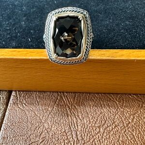 Sterling Silver & 14k Smoky Quartz Ring Size 8
